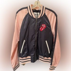 Hilfiger Denim brand official Rolling Stones Satin Bomber Jacket